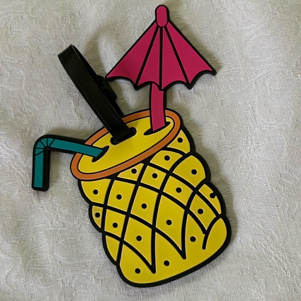 Luggage Tag Silicone Pineapple Cocktail Umbrella Tropical Coastal Beach